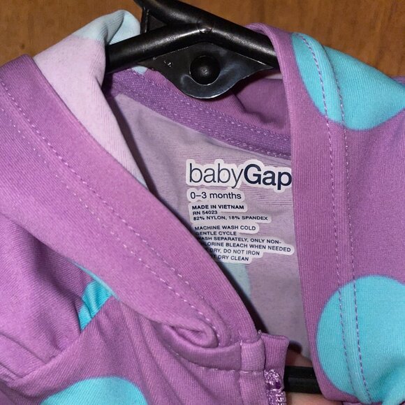 BabyGap Purple & Blue Polka Dot Ruffle Swimsuit 0-3 Months - Picture 6 of 6